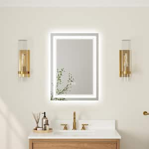 20 in. W x 28 in. H Rectangular Frameless Silver Dimmable Fog Free Wall Mount Bathroom Vanity Mirror