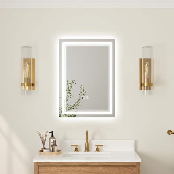 FORCLOVER 20 in. W x 28 in. H Rectangular Frameless Silver Dimmable Fog Free Wall Mount Bathroom Vanity Mirror