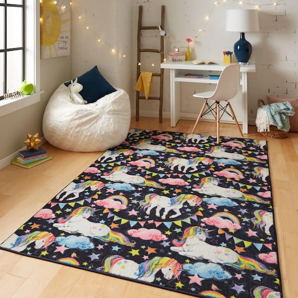 Anti-slip Area Rug Floor Mat Unicorn Flower Carpet For Living Room Bedroom Home
