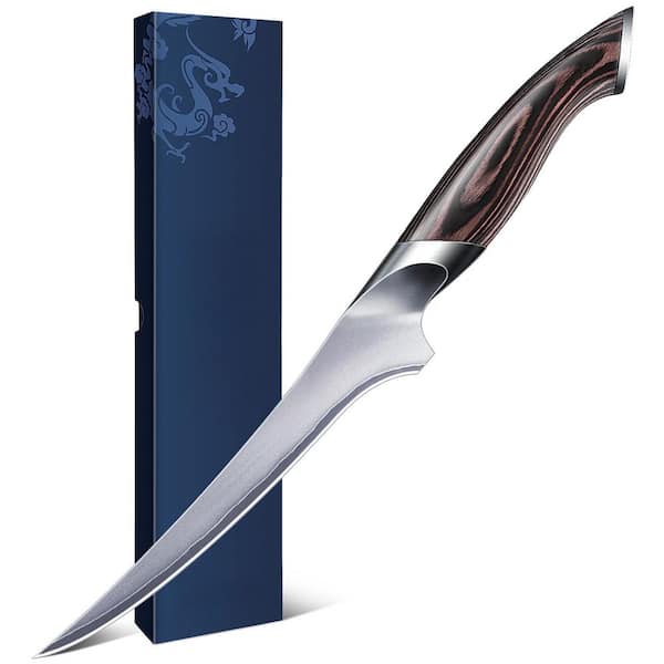 7 in. Fillet Knife, Super Sharp Boning Knife in High Carbon Stainless Steel, Professional Japanese Fish Knives