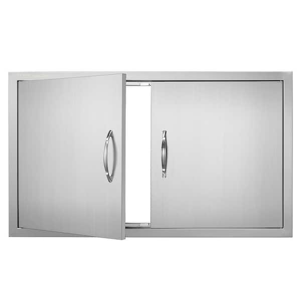 VEVOR Double Outdoor Kitchen Door 36 in. W x 21 in. H BBQ Access Door Stainless Steel Flush Mount Door Wall Vertical Door