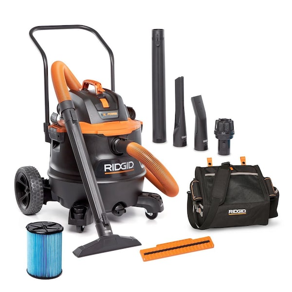 16 Gal. 7.0 Peak HP NXT Power Shop Vacuum HD1900 Wet Dry Vac with Cart, Filter, Pro Hose, Accessories and Storage Bag