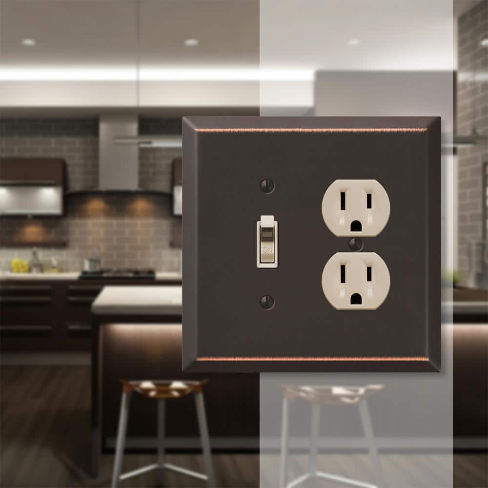 Oversized Aged Bronze Steel Toggle and Duplex Wallplate