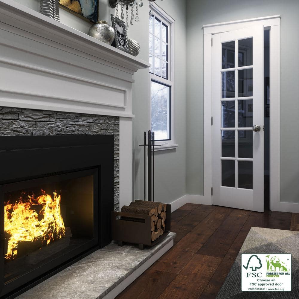 24" x 80" White Prefinished Pine 10-Lite French Door