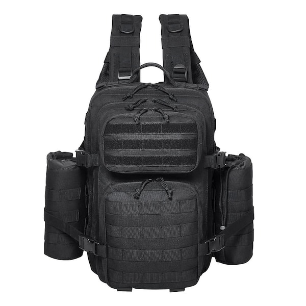 25L Tactical Military Backpack with MOLLE System, 16.54 in. Black Backpack with 3 Compartments, Outdoor Range Gear Bag