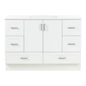 Maybell 49 in. W x 19 in. D Single Sink Bath Vanity in White with White Cultured Marble Top