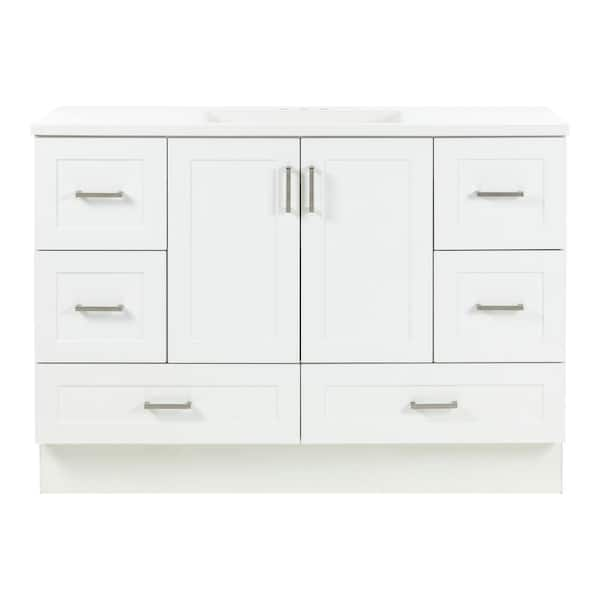 Maybell 49 in. Single Sink White Bath Vanity with White Cultured Marble Top (Assembled)