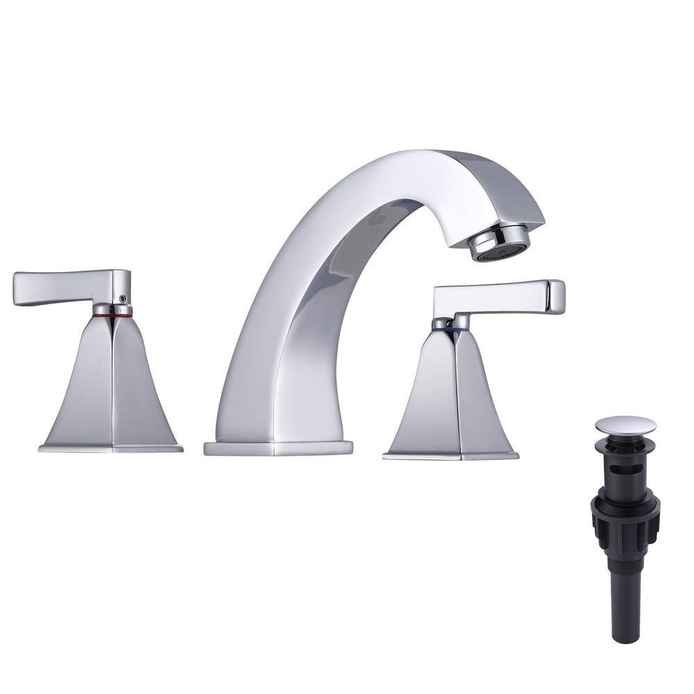8 in. Widespread Deck Mounted Double-Handle Bathroom Faucet with Pop-up Drain Assembly in Chrome price history on PriceWatchPro