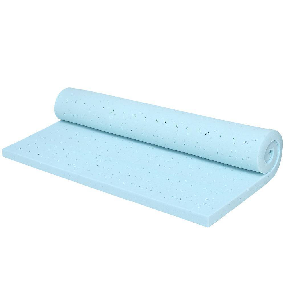 Costway Blue 4 in. Gel-Infused Memory Foam Mattress Topper Ventilated Bed Pad Queen - 2