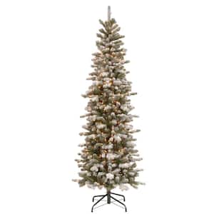 7.5 ft. PowerConnect Snowy Sheffield Spruce Pencil Slim with Clear Lights