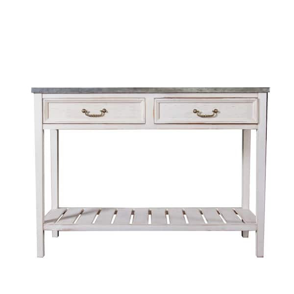 distressed metal console table