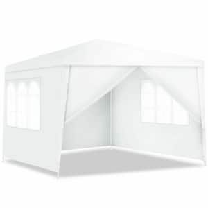 10 ft. x 10 ft. White Canopy Party Wedding Event Tent with 4 Side Walls