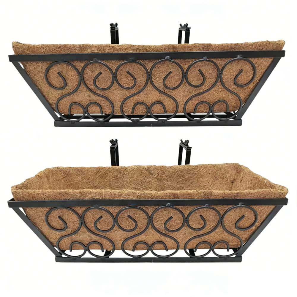 2PCS 30 In Iron Wall Mount Hanging Planter European Style Flower Basket with Coconut Coir Liner for Balcony Garden price history on PriceWatchPro
