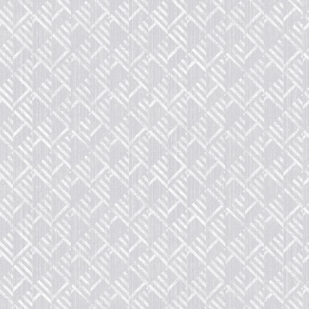 TexStyle Collection Silver/Grey Geometric Block Flock Stripe Metallic Finis
