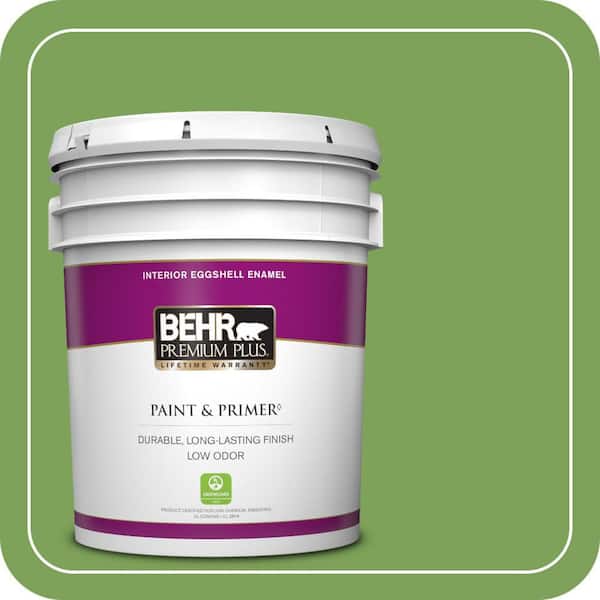 BEHR PREMIUM PLUS 5 gal. #P380-6 Springview Green Eggshell Enamel Low Odor Interior Paint & Primer