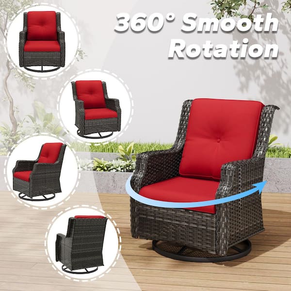 JOYSIDE Wicker Patio Outdoor Lounge Chair Swivel Rocking