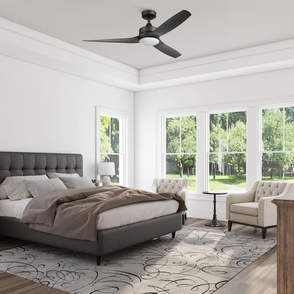 Lynton 52 in. Indoor/Outdoor Color Changing LED Matte Black Ceiling Fan with Remote Control & High-Performance Blades