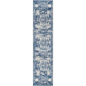 Bromley Wells Ivory and Blue 2' 0 x 8' 8 Area Rug