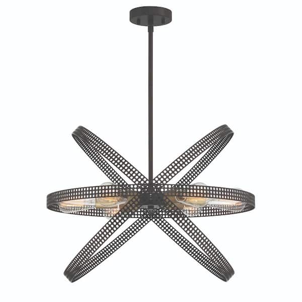 6-Light Unique Globe Pendant in Classic Black/Brass Dust