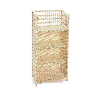 39.4 in. H x 18.9 in. W Cream and Tan Paper Rope 4-Shelves Standard Bookcase