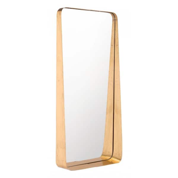 HomeRoots 14.2 in. x 29.7 in. Classic Irregular Framed Gold Vanity Mirror