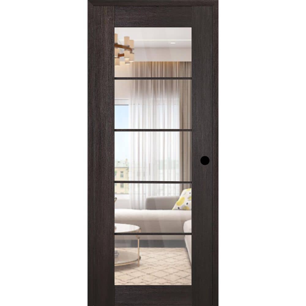 Vona 5 Lite DIY-Friendly 36 in. x 84 in. Left-Handed Clear Glass Veralinga Oak Composite Single Prehung Interior Door price history on PriceWatchPro