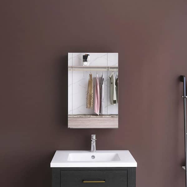 16 in. W x 24 in. H Rectangular Aluminum Medicine Cabinet with Mirror