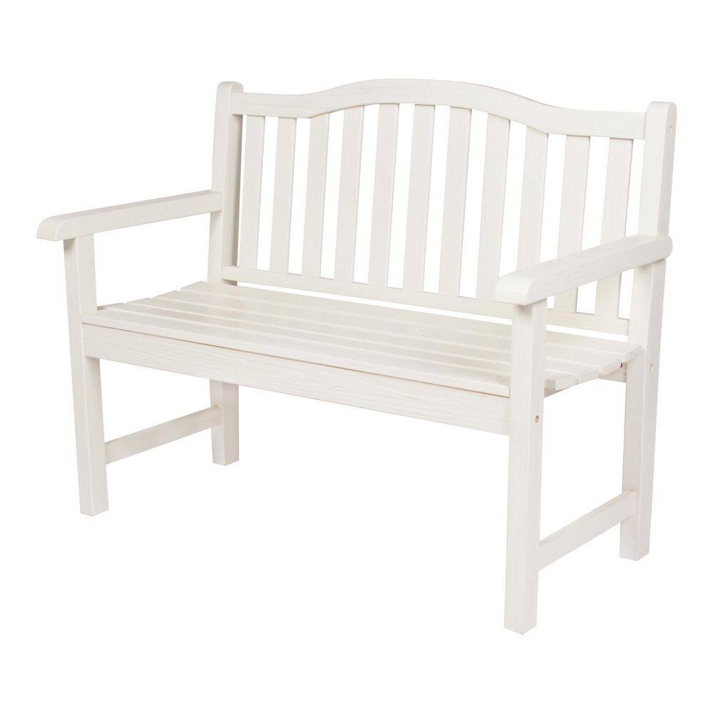 Eggshell White Cedar Wood Outdoor Garden Bench