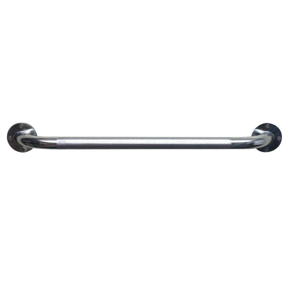 24" Silver Knurled Steel Bathroom Grab Bar