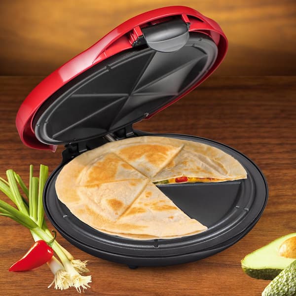  6-wedge Electric Quesadilla Maker With Extra Stuffing Latch Red  Plastic Ready Indicator Light: Home & Kitchen