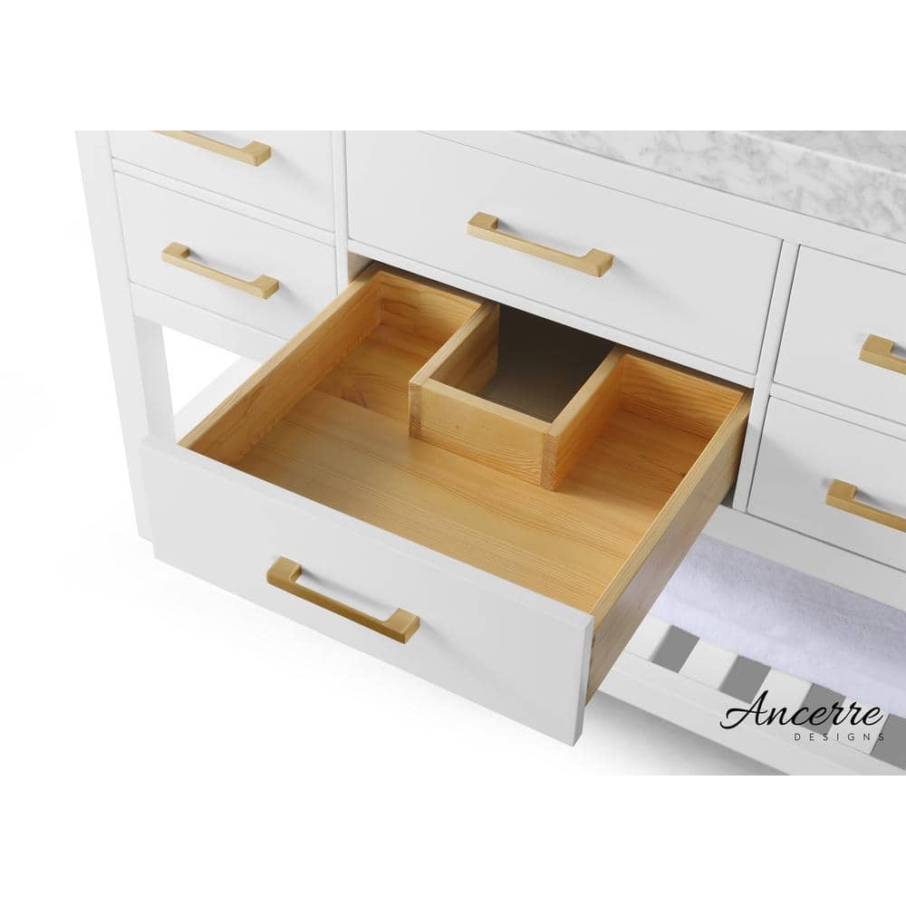 Elizabeth 48'' White Vanity with Gold Hardware