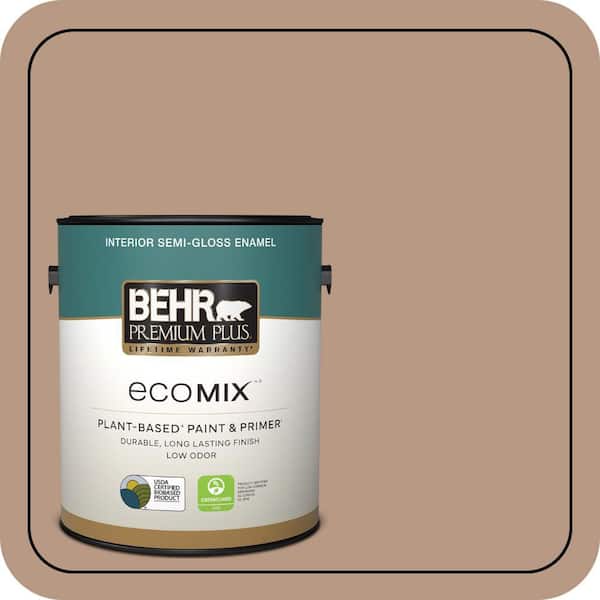 1 gal. #250F-4 Stone Brown Semi-Gloss Enamel EcoMix Plant-Based Interior Paint & Primer