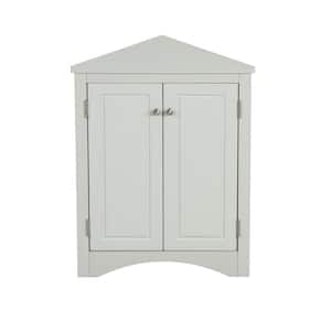17.2 in. W x 17.2 in. D x 31.5 in. H Gray Corner Linen Cabinet with Adjustable Shelves