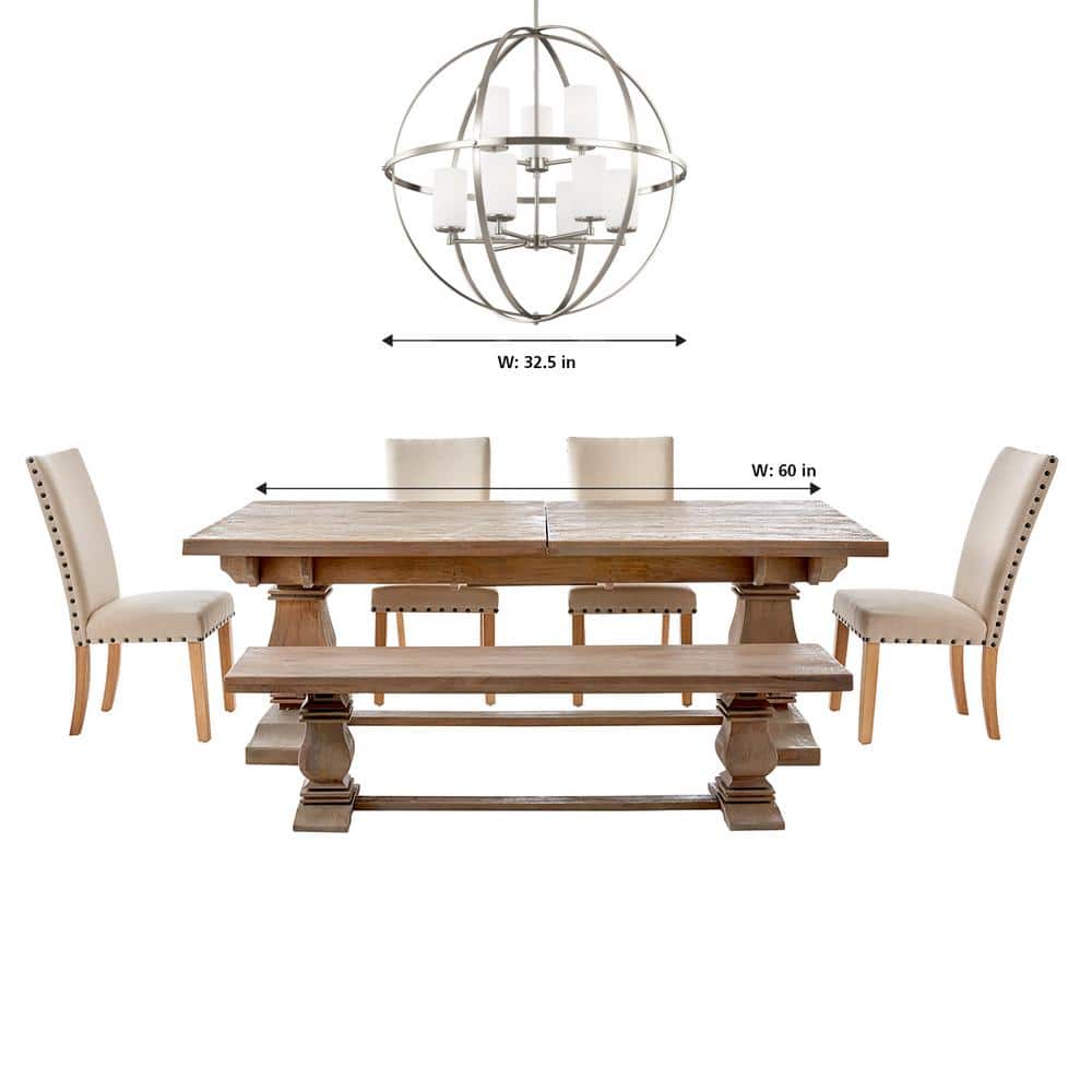 Alturas Satin Brass 9-Light Chandelier with Clear Seeded Glass Globes