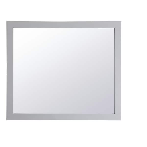 Unbranded Timeless Home 42 in. W x 36 in. H x Contemporary Wood Framed Rectangle Grey Mirror