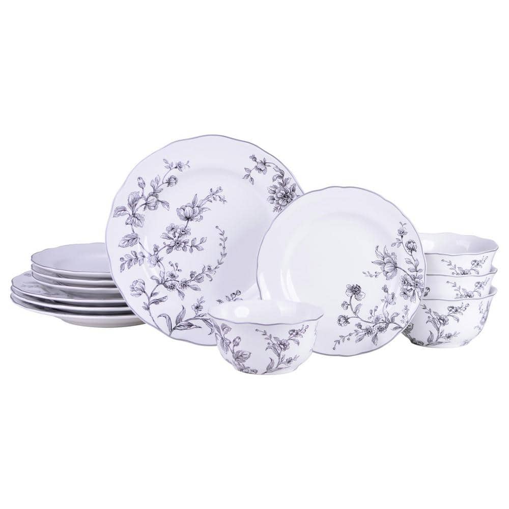 Bellamy Black Porcelain 12-Pieces Dinnerware Set