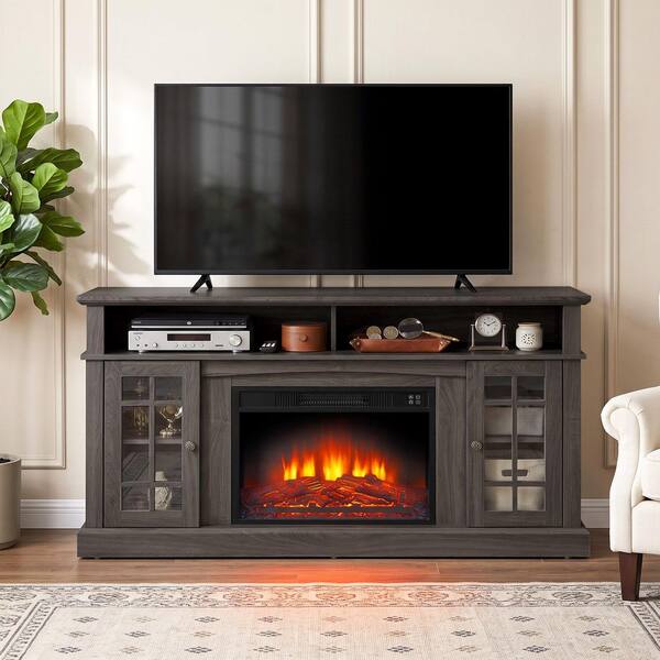 日立 32V型 TVL32-HP07サブスク対応 Fire Stick セット ToolCat 58.25 in. Freestanding Electric Fireplace TV Stand with 23