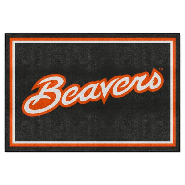 FANMATS Oregon State Beavers Black 5 ft. x 8 ft. Plush Area Rug 36490
