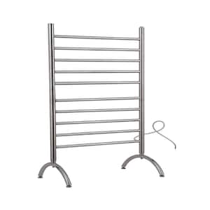Solo 33in Wide Freestanding 10-Bar Plug-in Electric Towel Warmer in Brushed Stainless Steel