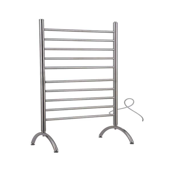 Amba Solo 33in Wide Freestanding 10-Bar Plug-in Electric Towel Warmer in Brushed Stainless Steel