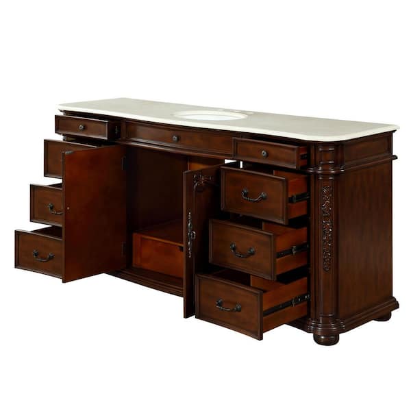 Silkroad Exclusive 72-in Brazilian Rosewood Undermount Double Sink Bathroom  Vanity with Travertine Top in the Bathroom Vanities with Tops department at