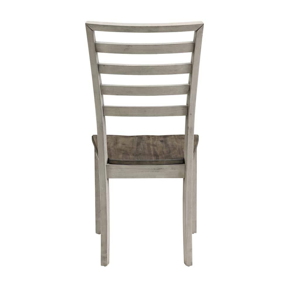 Smoky Honey Gray Ladderback Wood Side Chair Set