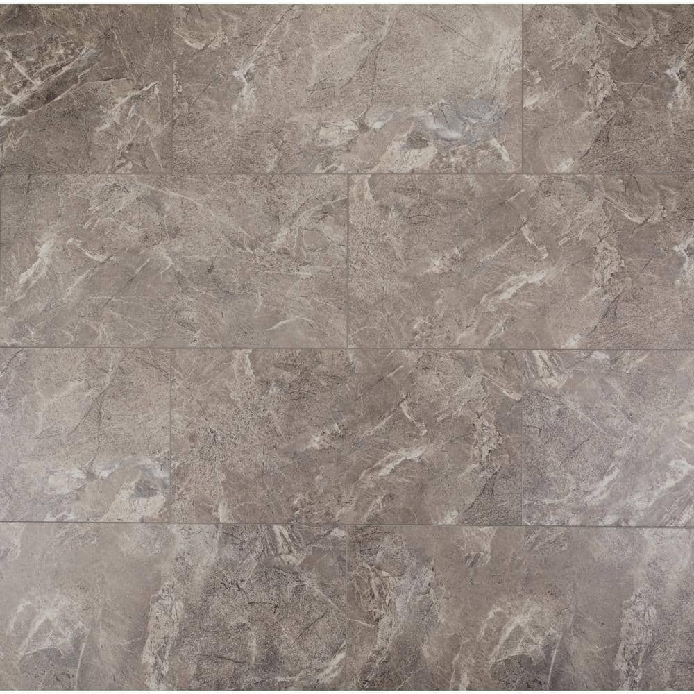 24" x 12" Dark Marble Vinyl Tile Flooring with Foam Backing