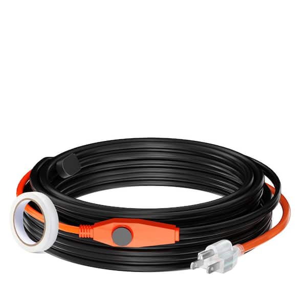 VEVOR Pipe Heating Cable, 30 ft. 7W/ft. Heat Tape for Pipes with Built-In Thermostat, Water Pipe Heat Cable Protects PVC Hose