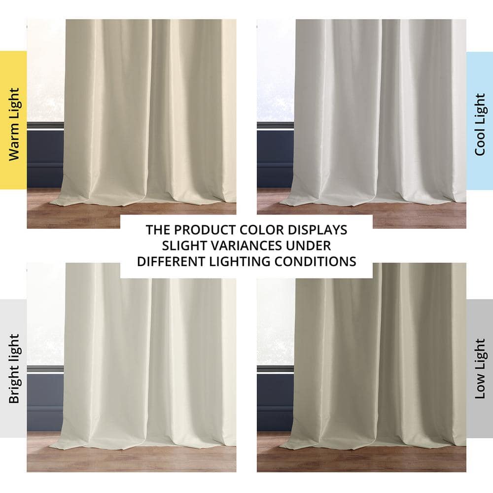 Extra Long Off-White Blackout Faux Silk Drapes