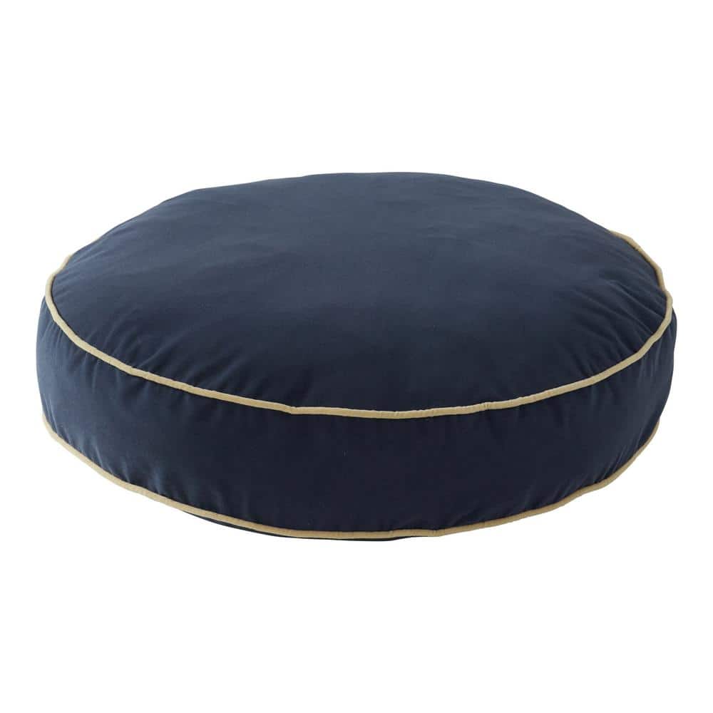 Small Denim Reversible Round Pillow Dog Bed