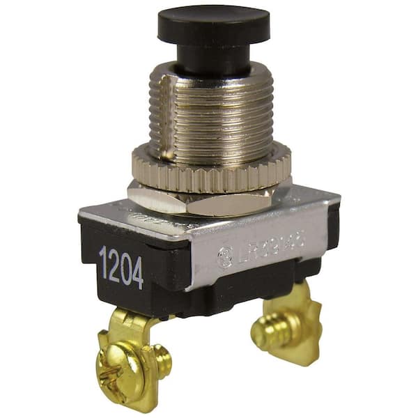 6 Amp Single-Pole Momentary Contact Push-Button Switch - Black (1-Pack)