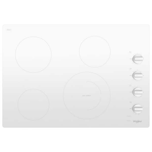 Whirlpool 30 in. Radiant Electric Ceramic Glass Cooktop in White with 4 Elements including a Dual Radiant Element