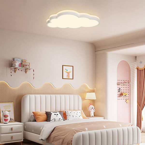 HUOKU Lumin 20 in. White Integrated LED Flush Mount Selectable CCT