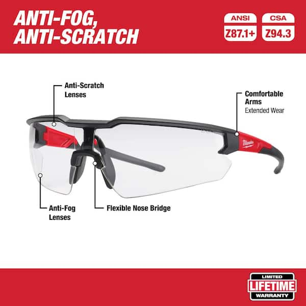 Safety Glasses with Clear Anti-Fog Lenses